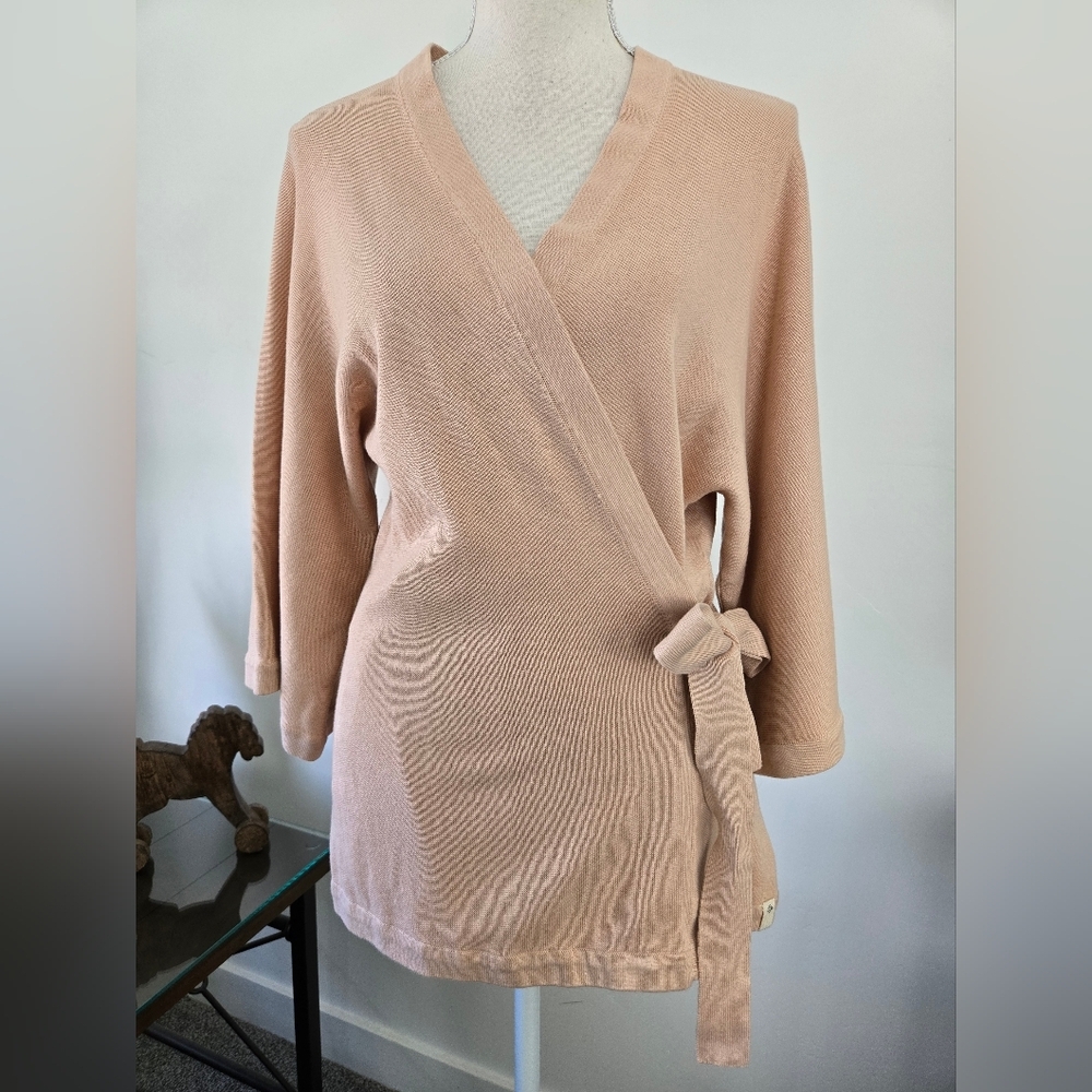 Satva 100% Organic Cotton Yoga Antara Wrap Cardigan Beige. Size Medium. New.